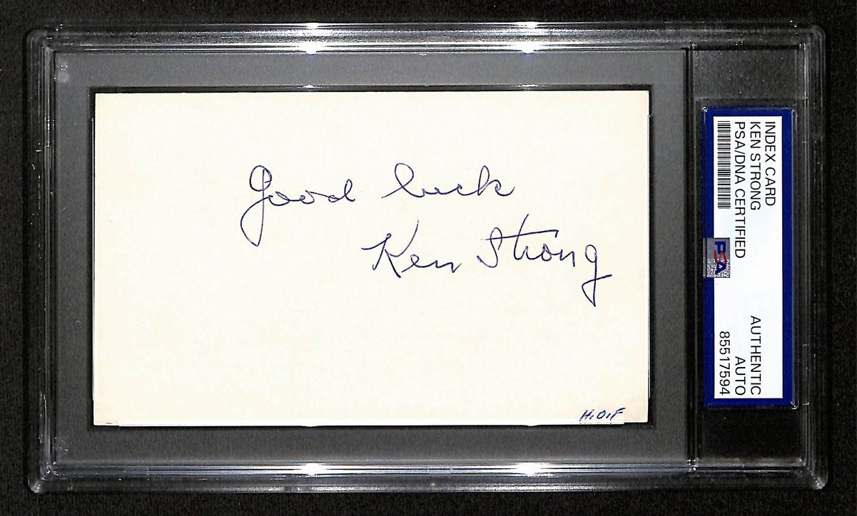 Ken Strong HOF Signed/Inscribed 3x5 Index Card New York Giants PSA/DNA 197825