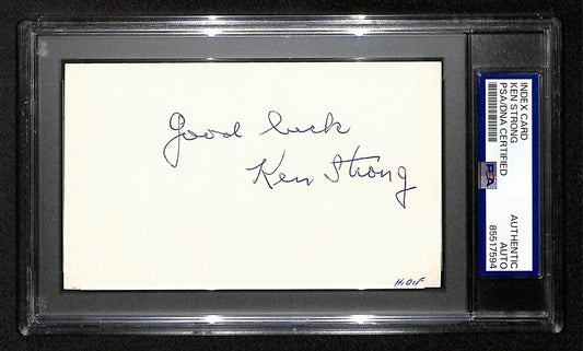 Ken Strong HOF Signed/Inscribed 3x5 Index Card New York Giants PSA/DNA 197825