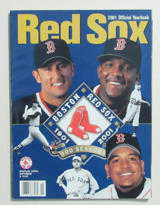 2001 Boston Red Sox Official Team Yearbook Martinez/Garciaparra  Cover 186048