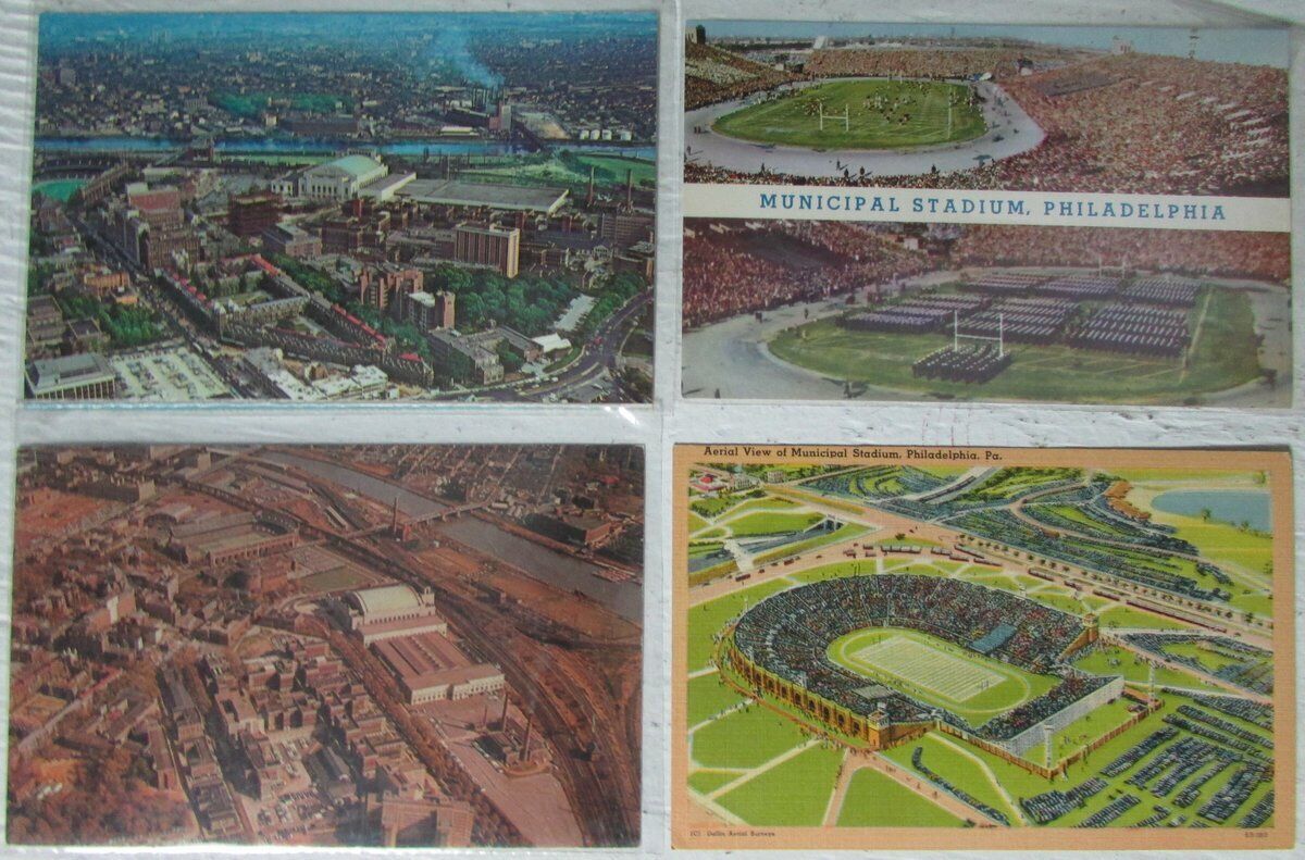 Lot of 4 Muncipal Stadium Philadelphia Pa Vintage Postcards 147412