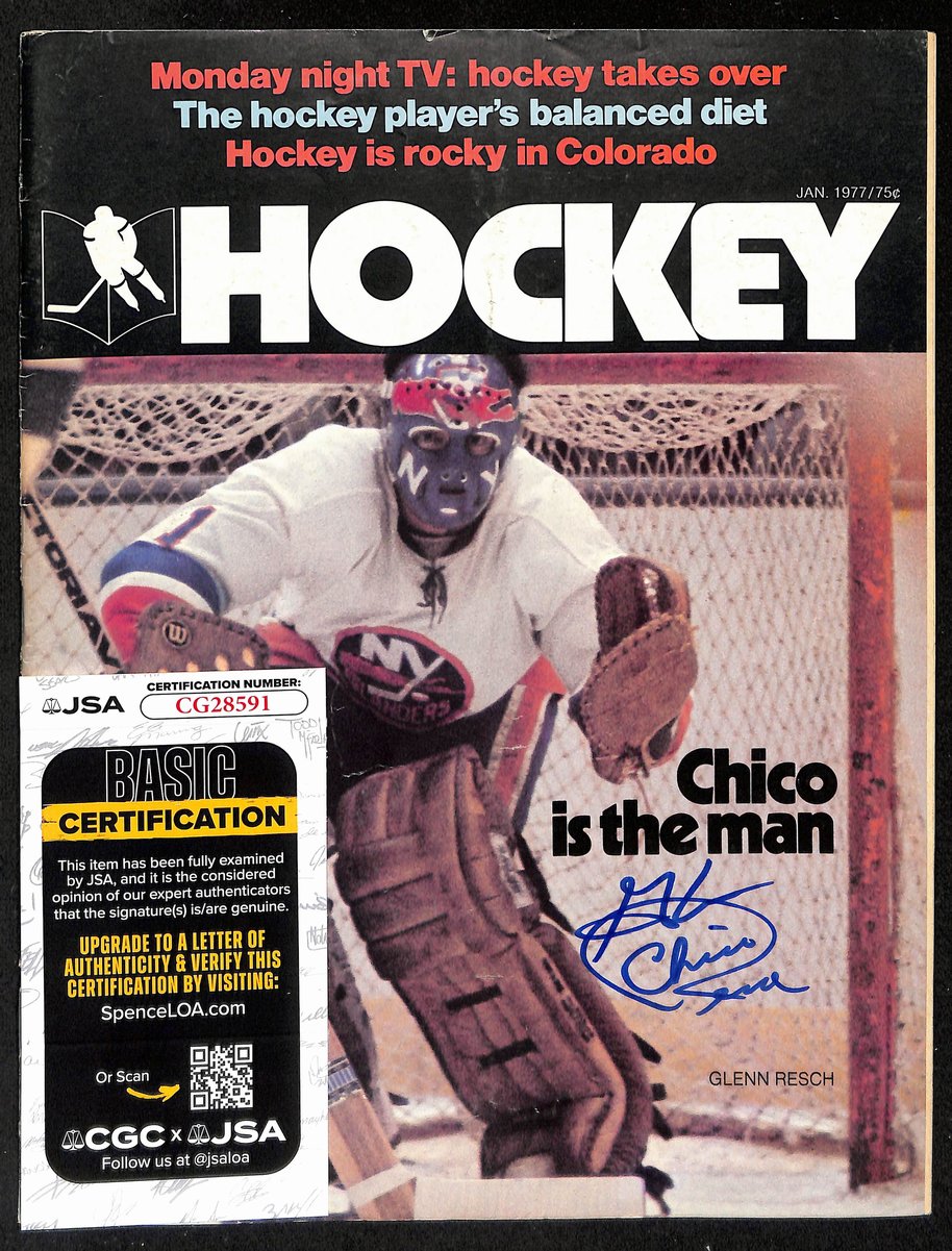 Glenn Chico Resch New York Islanders Signed/Auto Hockey Magazine JSA 197287