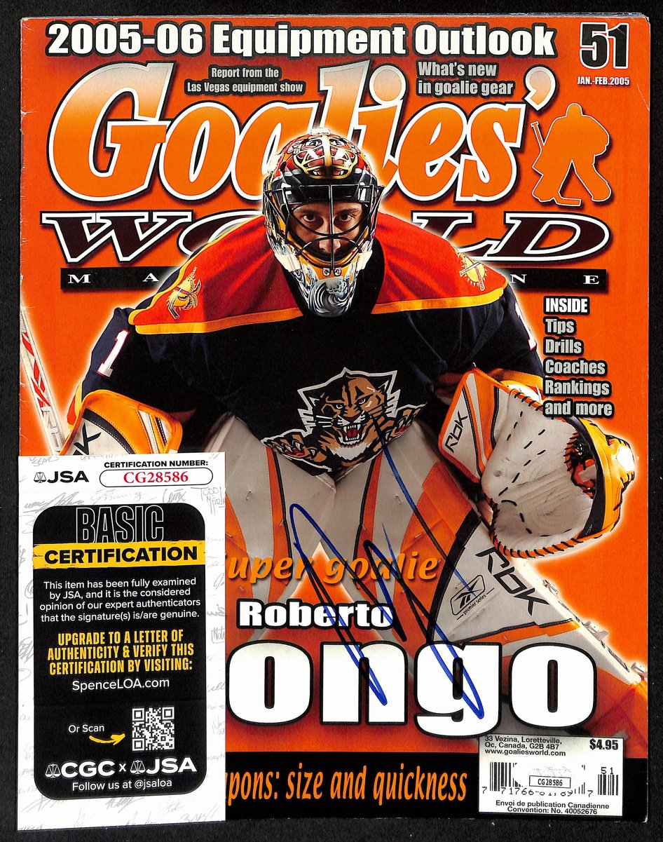 Roberto Luongo Florida Panthers Signed  2005 Goalie's World Magazine JSA 197292