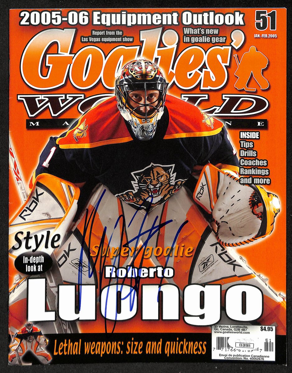 Roberto Luongo Florida Panthers Signed  2005 Goalie's World Magazine JSA 197293