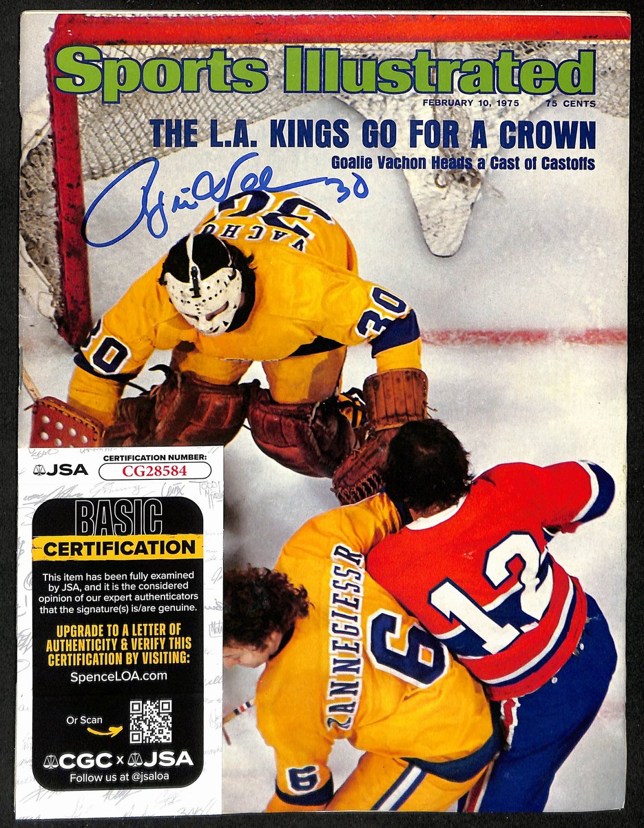 Rogie Vachon Los Angeles Kings Signed 2/10/75 Sports Illustrated JSA 197294