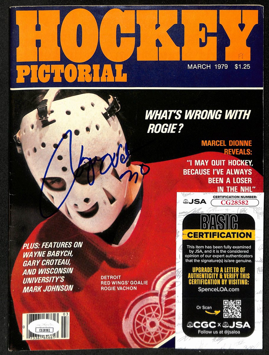 Rogie Vachon Detroit Red Wings Signed/Auto 1979 Hockey Pictorial JSA 197296