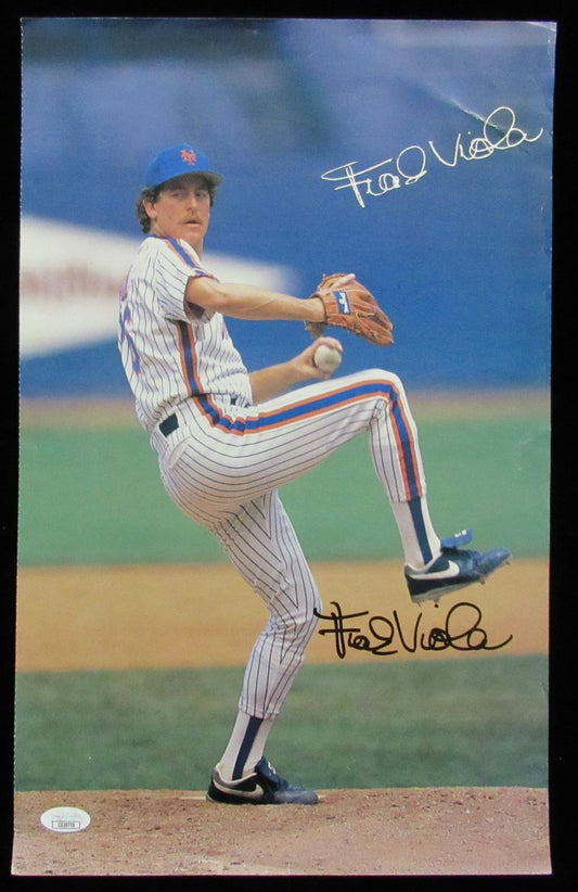 Frank Viola Signed/Auto 11x17 Mini Poster w/ Stats New York Mets JSA 197539