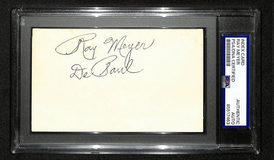 Ray Meyer HOF Signed 3x5 Index Card DePaul Basketball Coach PSA/DNA 197014