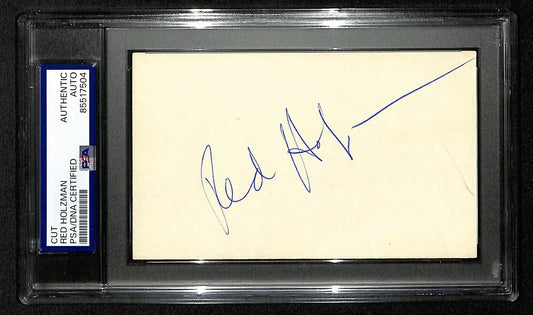 Red Holzman HOF Coach Signed/Auto Cut on 3x5 Card Knicks PSA/DNA 197018
