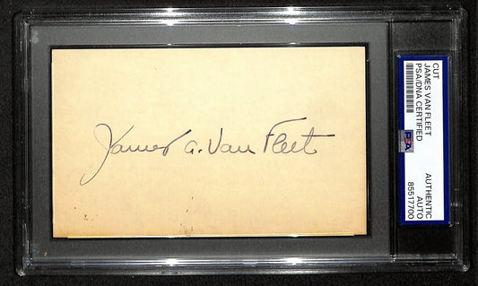 James Van Fleet Signed/Auto Cut on 3x5 Card U.S. Army General PSA/DNA 197026