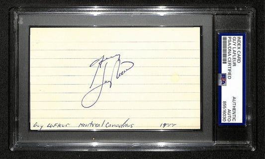Guy Lafleur HOF Signed/Auto 3x5 Index Card Montreal Canadiens PSA/DNA 197788