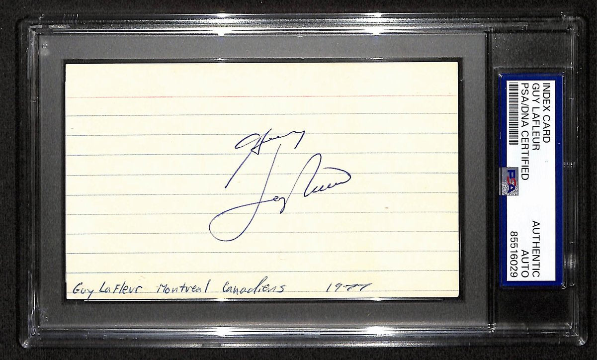 Guy Lafleur HOF Signed/Auto 3x5 Index Card Montreal Canadiens PSA/DNA 197789