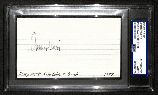 Jerry West HOF Signed/Auto 3x5 Index Card Los Angeles Lakers PSA/DNA 197794