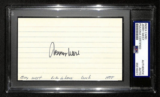 Jerry West HOF Signed/Auto 3x5 Index Card Los Angeles Lakers PSA/DNA 197796