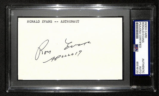 Ronald Evans Signed/Inscribed 3x5 Index Card Astronaut PSA/DNA 197797