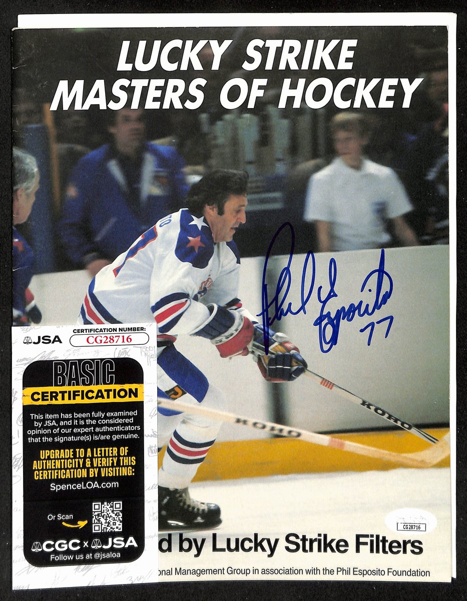 Phil Esposito HOF  Boston Bruins Signed Lucky Strike Hockey Magazine JSA 196875