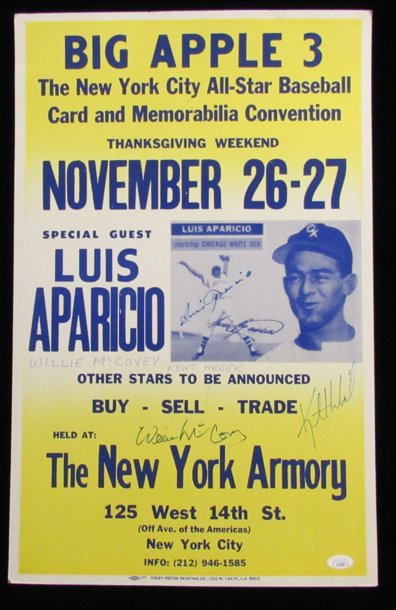 Luis Aparicio/Willie McCovey/Kent Hrbek Multi-Signed 14x22 Poster JSA 197549