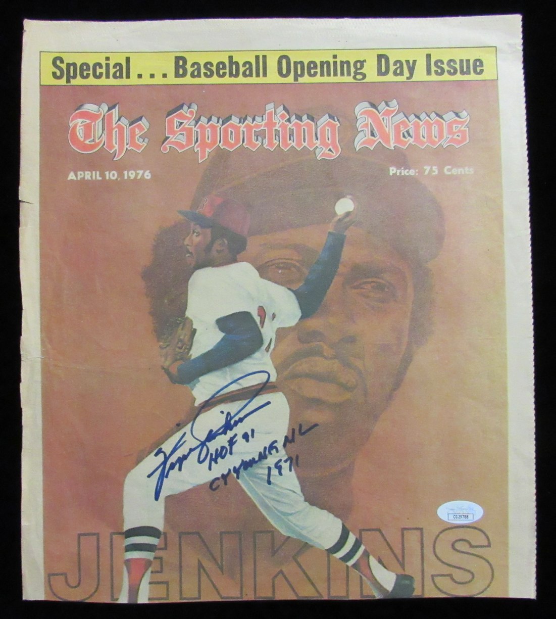 Fergie Jenkins HOF Signed/Auto April 10, 1976 The Sporting News Cover JSA 197555