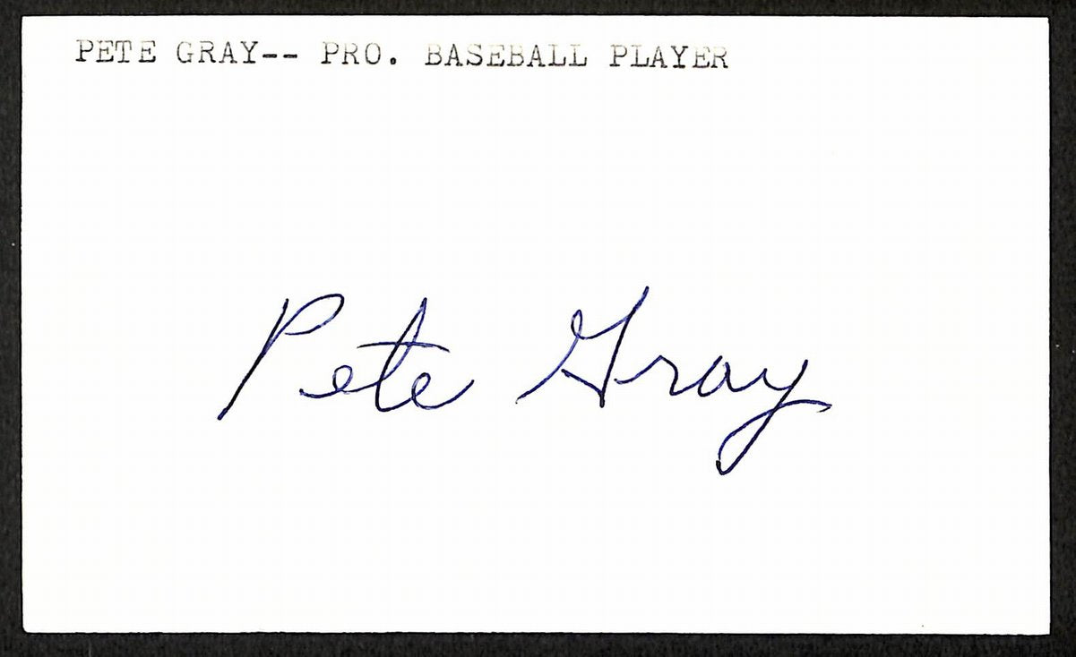 Pete Gray St. Louis Browns d.2002 Signed/Autographed 3x5 Index Card 197631