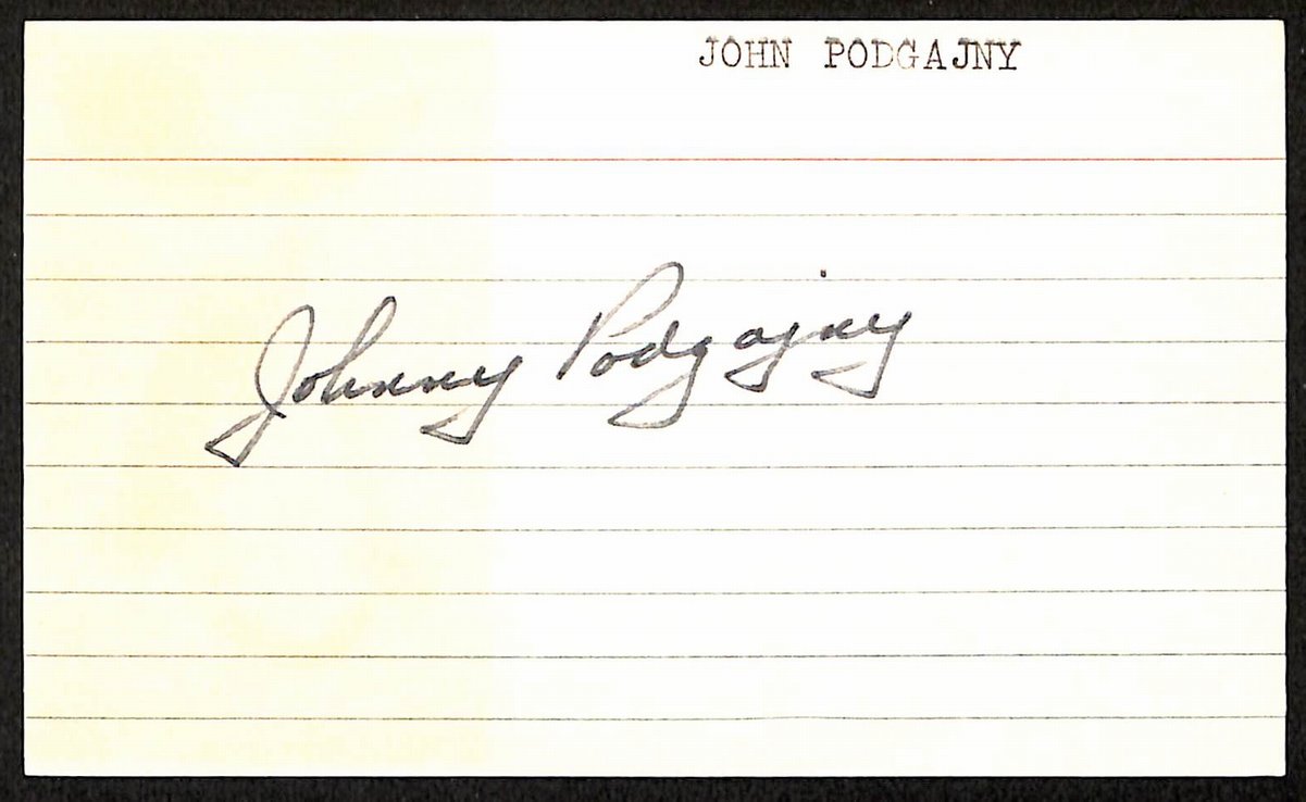 John Podgajny Phillies/Pirates d.1971 Signed/Autographed 3x5 Index Card 197650