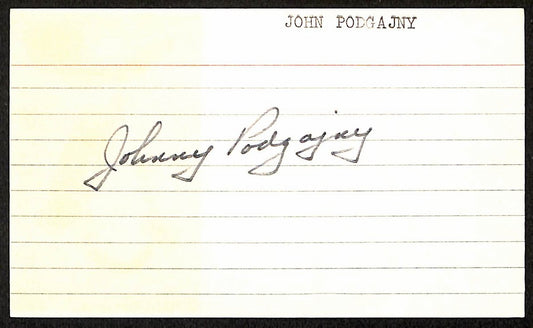 John Podgajny Phillies/Pirates d.1971 Signed/Autographed 3x5 Index Card 197650