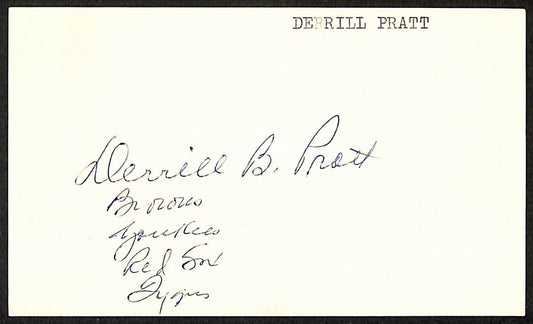 Derrill Pratt St. Louis Browns d.1977 Signed/Autographed 3x5 Index Card 197667