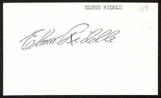 Elmer Riddle Reds/Pirates d.1984 Signed/Autographed 3x5 Index Card 197669