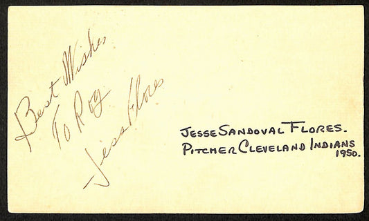 Jesse Flores Cleveland Indians d.1991 Signed/Autographed 3x5 Index Card 197670