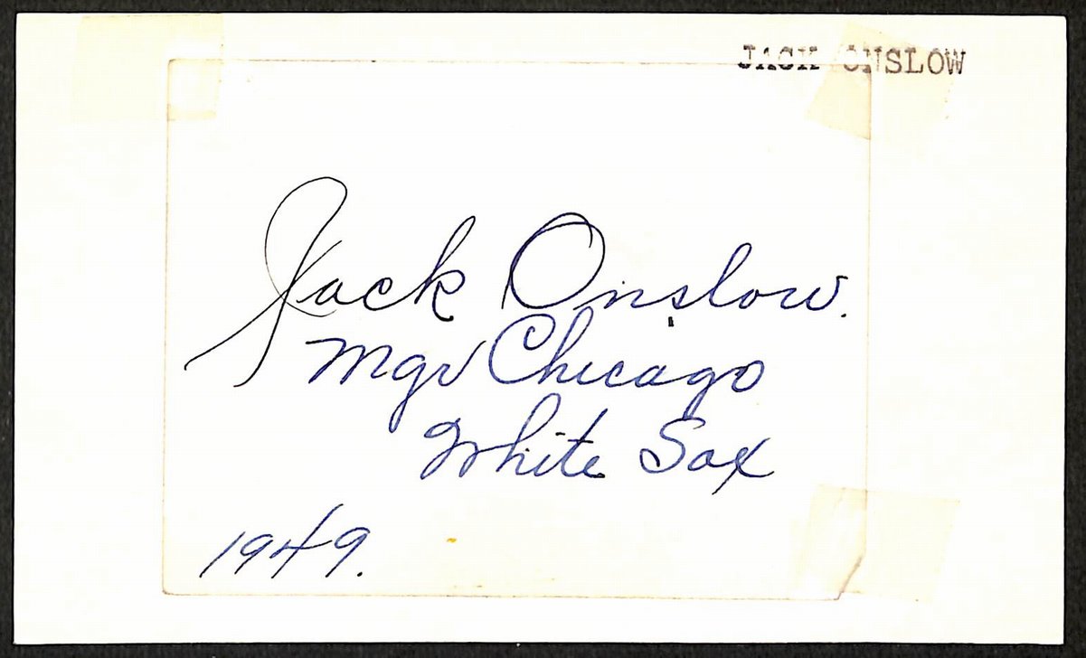 Jack Onslow Chicago White Sox d.1960 Signed/Autographed 3x5 Index Card 197671