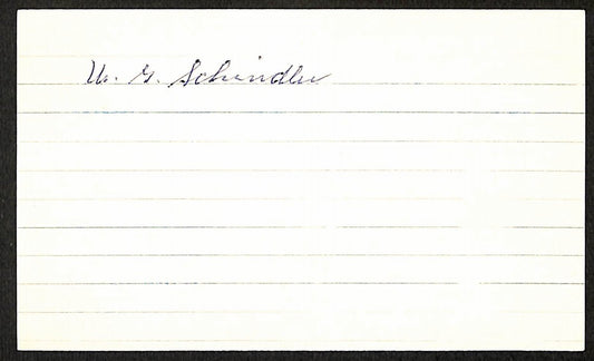 Bill Schindler St. Louis Cardinals d.1952 Signed/Auto 3x5 Index Card 197673