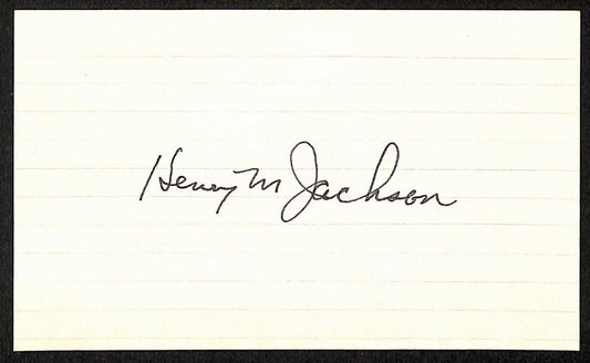 Henry M Jackson Washington Senator d.1983 Signed/Auto 3x5 Index Card 197675