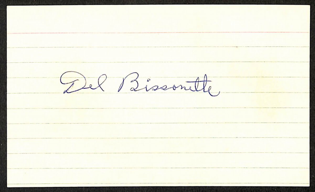 Del Bissonette Brooklyn Dodgers  d.1972 Signed/Autographed 3x5 Index Card 197682