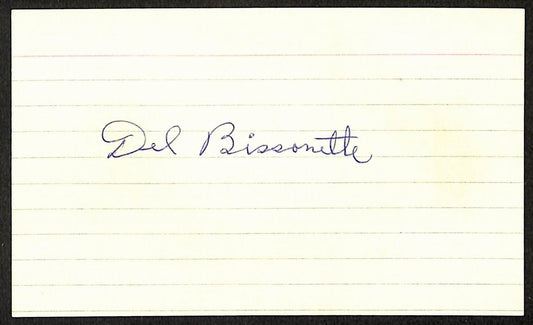 Del Bissonette Brooklyn Dodgers  d.1972 Signed/Autographed 3x5 Index Card 197682