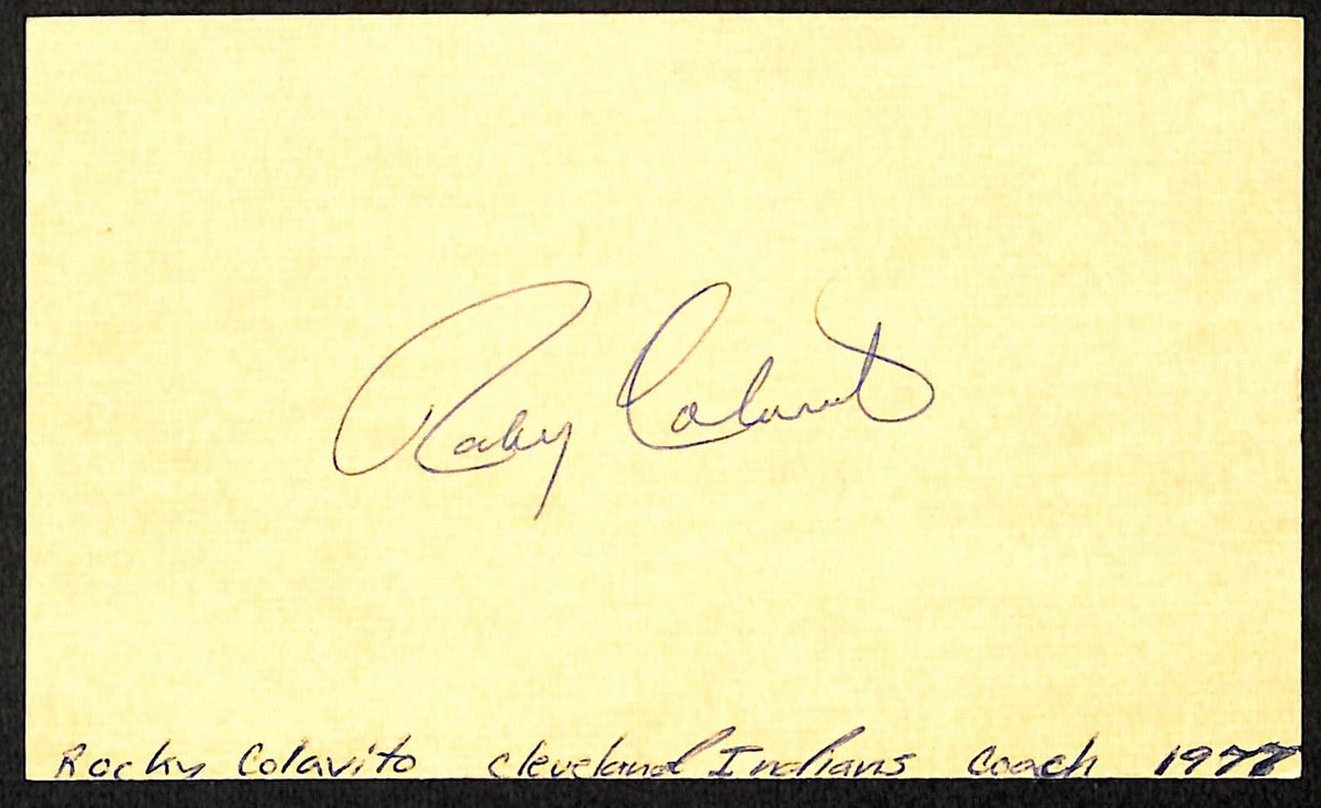 Rocky Colavito Cleveland Indians d.2024 Signed/Auto 3x5 Index Card 197689