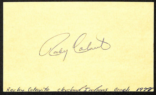 Rocky Colavito Cleveland Indians d.2024 Signed/Auto 3x5 Index Card 197689
