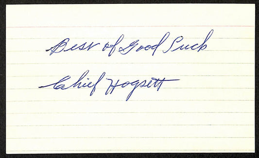 Chief Hogsett Detroit Tigers d.2001 Signed/Autographed 3x5 Index Card 197695