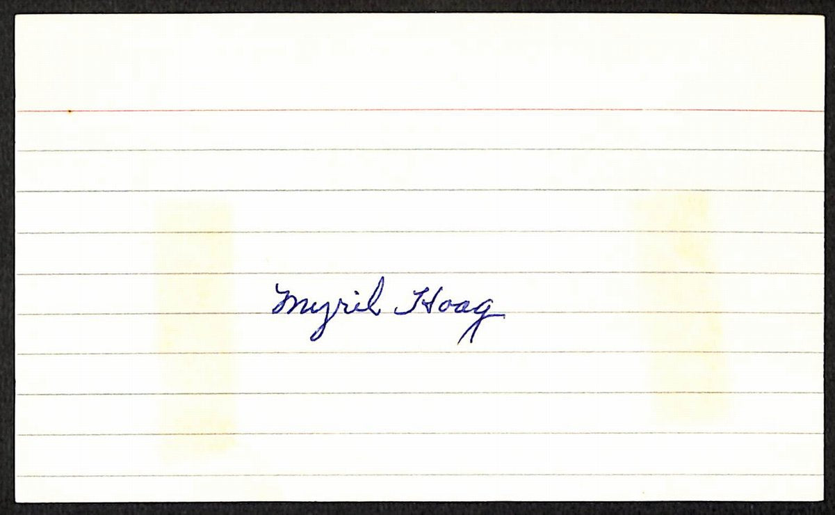 Myril Hoag New York Yankees d.1971 Signed/Autographed 3x5 Index Card 197696