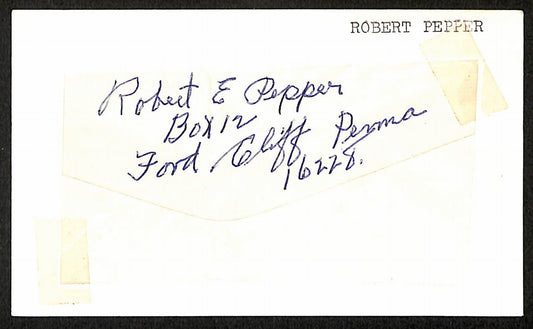 Bob Pepper Philadelphia A's d.1968 Signed/Autographed 3x5 Index Card 197697