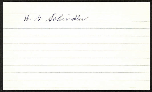 Bill Schindler St. Louis Cardinals d.1952 Signed/Auto 3x5 Index Card 197698
