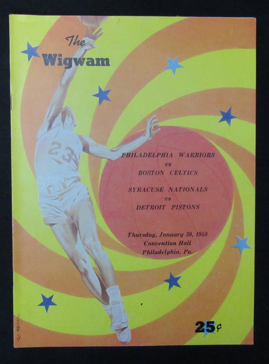 1958 Warriors vs Celtics and Nationals vs. Pistons NBA Games Program 198162