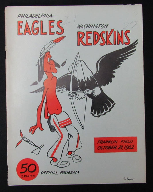 1962 Eagles vs. Redskins NFL Football Game Program at Franklin Field 198170