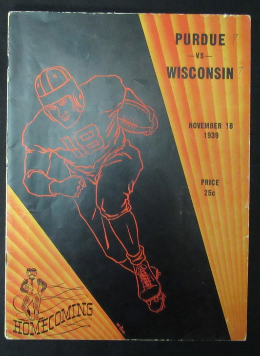 1939 Purdue vs. Wisconsin College Football Game Program 198176