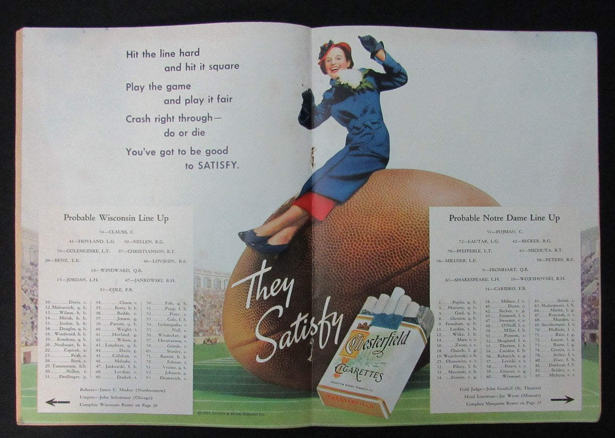 1935 Wisconsin vs. Notre Dame College Football Game Program RARE 198178