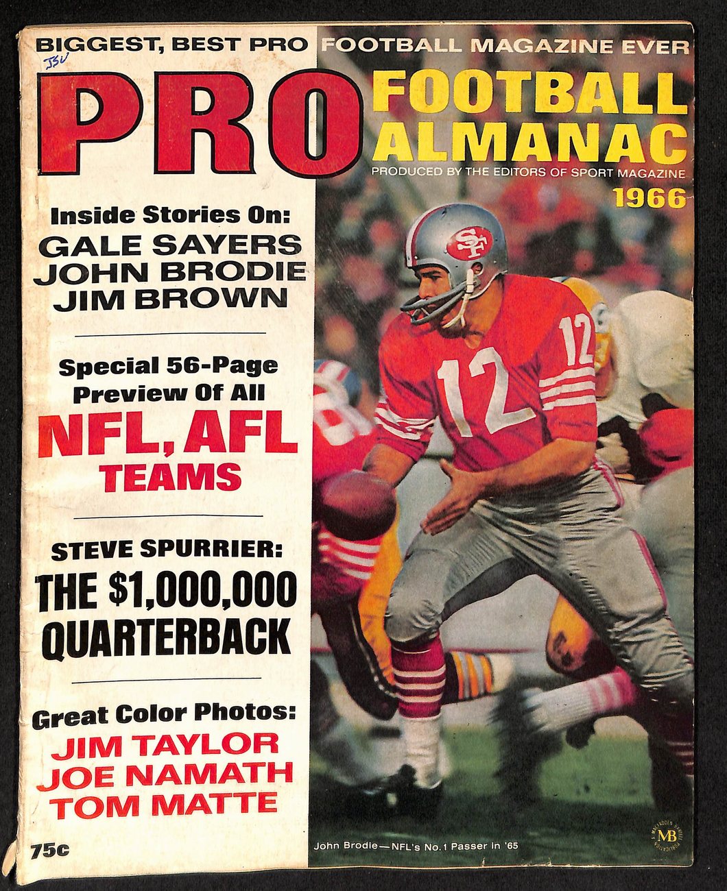 1966 Pro Football Almanac Magazine John Brodie 49ers Cover 198192