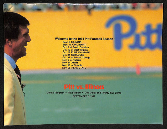1981 Pitt vs Illinois College Football Game Program Dan Marino 198208