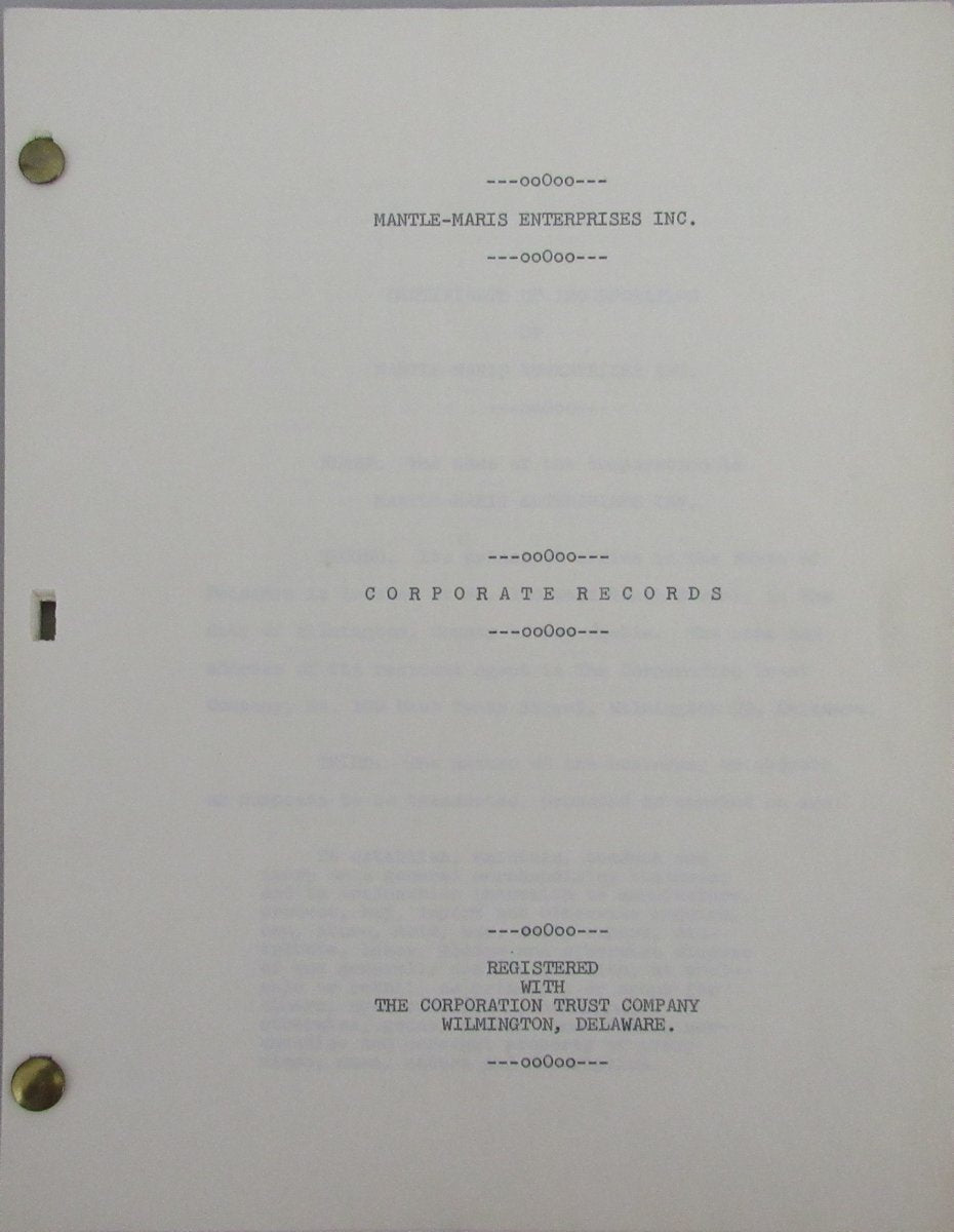 Mickey Mantle/Roger Maris NY Yankees Dual-Signed/Auto Contract JSA 198670