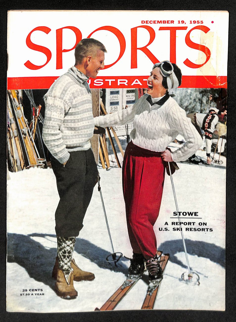 1955 Stowe Vermont Skiing Sports Illustrated NO LABEL Newsstand 198216