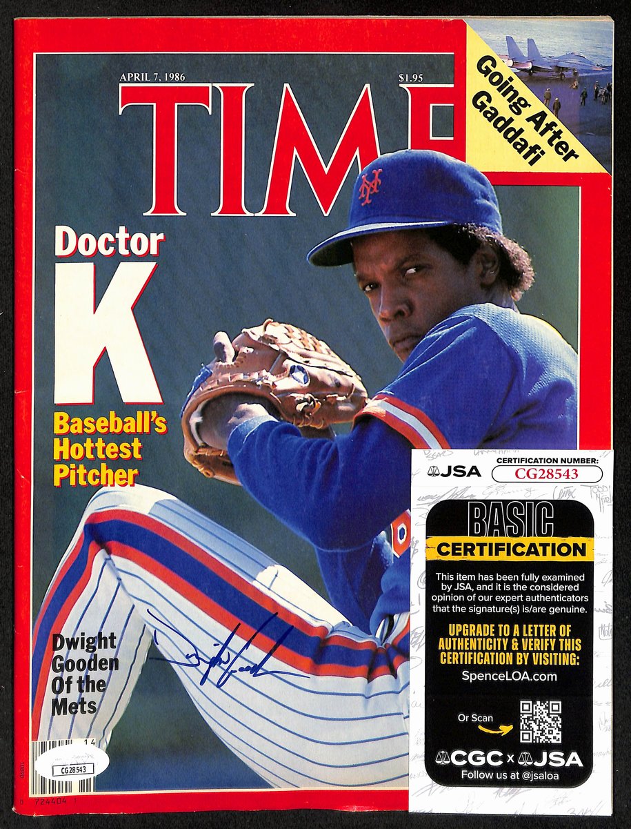 Dwight Gooden New York Mets Signed/Auto Time Magazine NO LABEL JSA 197859