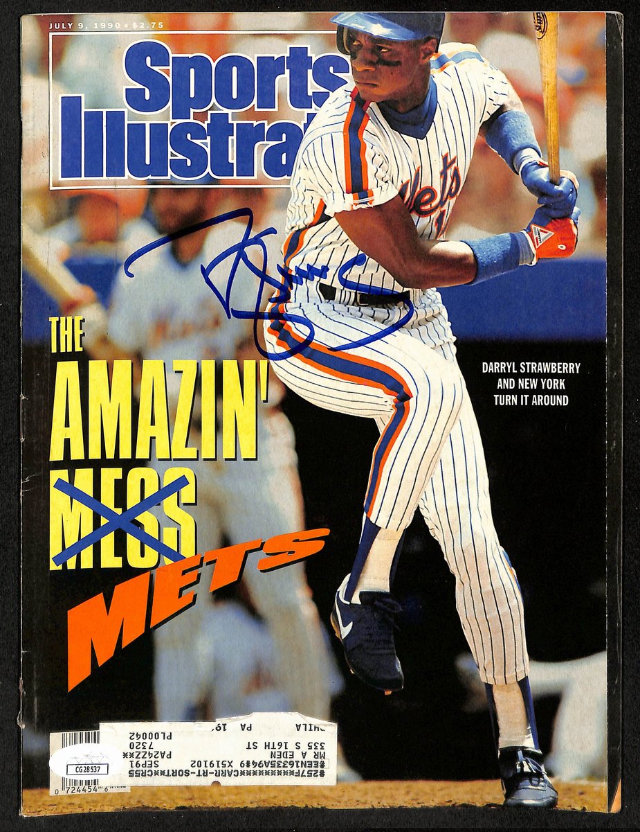 Darryl Strawberry NY Mets Signed 1990 Sports Illustrated w/Label JSA 197865