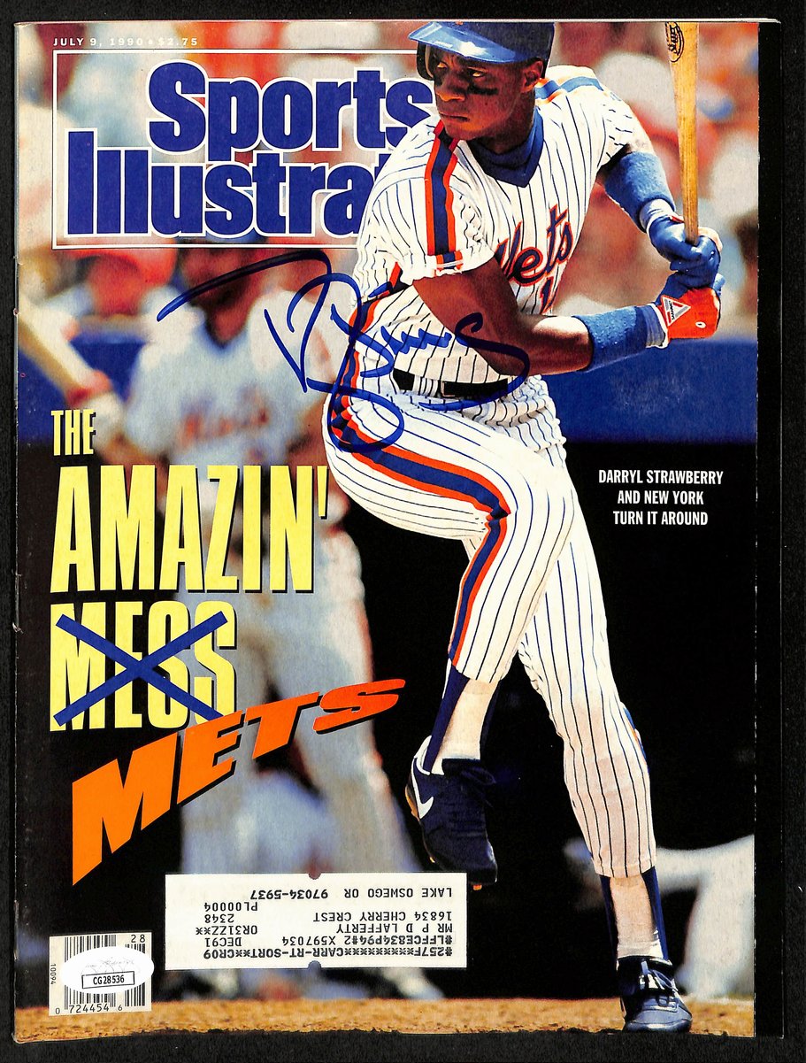 Darryl Strawberry NY Mets Signed 1990 Sports Illustrated w/Label JSA 197866