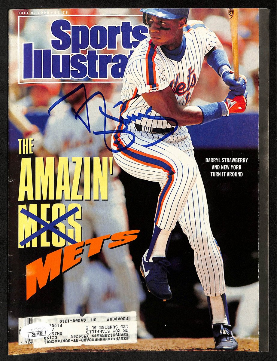 Darryl Strawberry NY Mets Signed 1990 Sports Illustrated w/Label JSA 197867